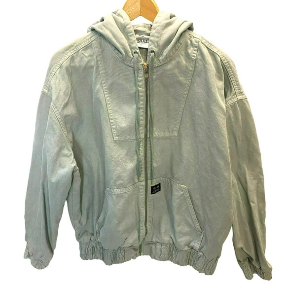 Urban Outfitters BDG Utility Coat Jacket Skate Hooded Zip Front Large Sage Green - Picture 1 of 8